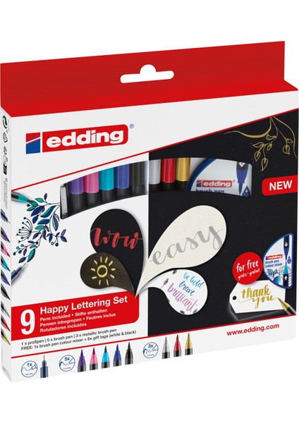 Eskiz Defteri Edding Happy Lettering Set 9er Set + Renk Karıştırıcı, Çeşitli Setler fiyatları
