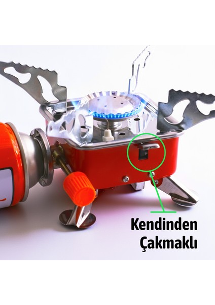 Taşınabilir Mini Tek Gözlü Portatif Kendinden Manyetolu Kamp Ocağı + 3 Adet 400ML Kartuş indirimleri