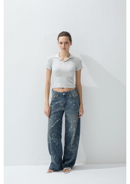 Kadın Kar Melanj Polo Yakalı Kısa Kollu T-Shirt fiyatları