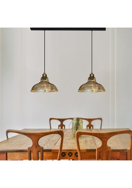 Vishi Ikili Cam Bal Rengi Avize Yarım Lale Başlık Retro Sarkıt Lamba Restoran Salon Aydınlatma modelleri