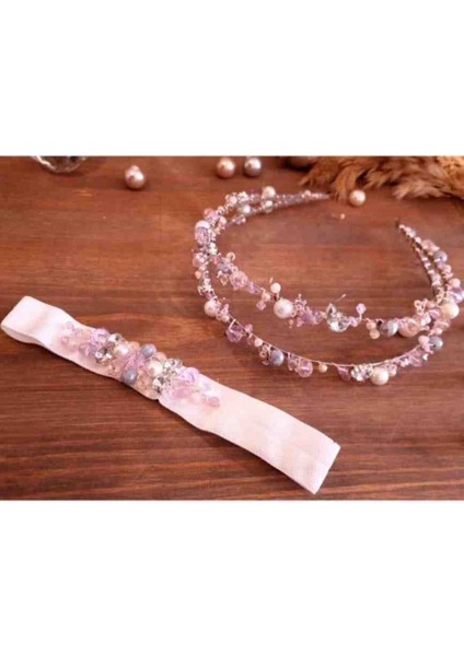 Pembe Lila 2 Li Anne Bebek Tacı Gelin Nişan Söz Kına Lohusa Aksesuar