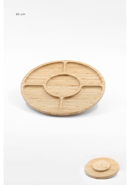 Bambu Lüx 30 cm Dönerli 5 Bölmeli Kahvaltı Sunum Tabağı fiyatları