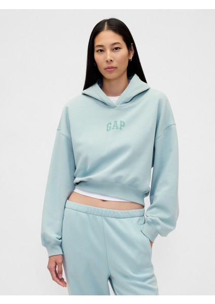 Kadın Turkuaz Gap Logo Vintagesoft Crop Fleece Sweatshirt