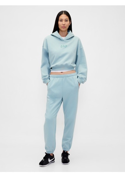 Kadın Turkuaz Gap Logo Vintagesoft Crop Fleece Sweatshirt modelleri