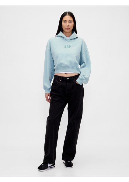 Kadın Turkuaz Gap Logo Vintagesoft Crop Fleece Sweatshirt