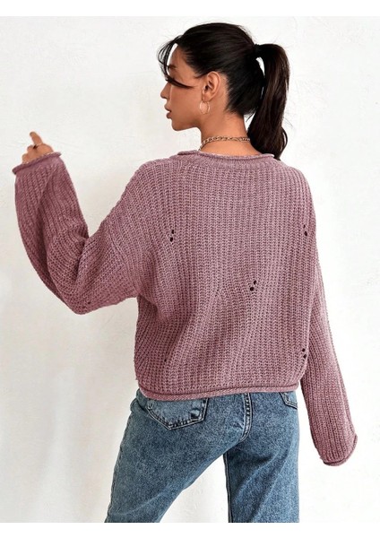 Techmrt Salaş Delik Detaylı Kazak Pembe (Beden: Standart) fiyatları