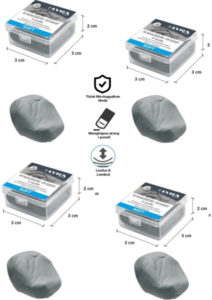 Lyra Plastik Kutulu Hamur Silgi 4'lü Set