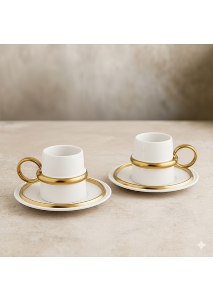 Bond 4 Parça 2 Kişilik Kahve Fincan Takımı Gold