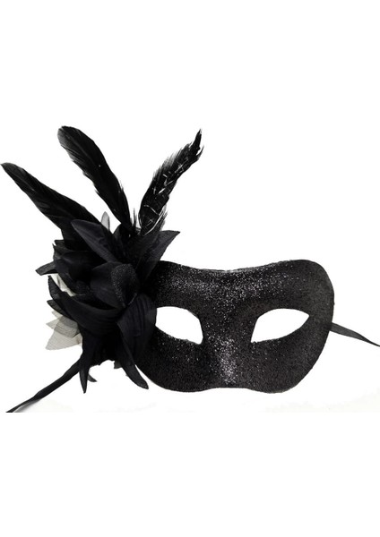 Bfs Siyah Renk Yandan Tüylü Pul Payet Işlemeli Parti Maskesi 23X12 cm indirimleri