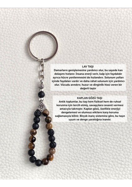 Doğaltaş Anahtarlık ( Lav Taşı ve Kaplan Gözü)