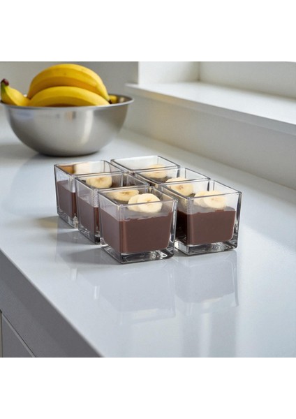 6'lı Kare Magnoliya Tatlı Kasesi Servis Sunum Cup Seti Büyük Boy fiyatları