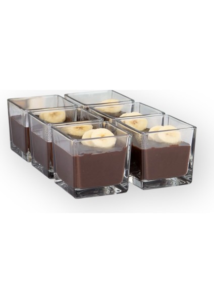 6'lı Kare Magnoliya Tatlı Kasesi Servis Sunum Cup Seti Büyük Boy