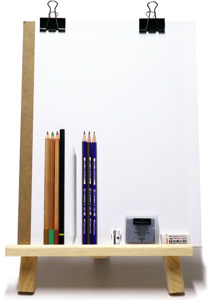 Karakalem Eskiz Çizim Seti Masaüstü Şövale Duralit Kömür Kalem Pastel Dağıtıcı Kalem