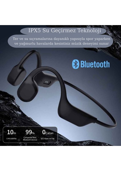 Ipx5 Su Geçirmez Kablosuz Mikrofonlu Spor Kulaklık Kemik Iletimli Bluetooth 5.0 Kulaklık modelleri