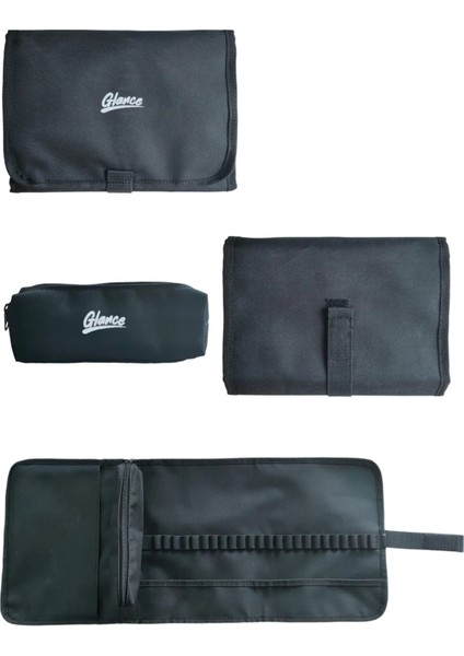 A5 Eskiz Defter Cepli Siyah Kalemlik 24 Bölmeli + Kalem Kutusu Eskiz Çantası