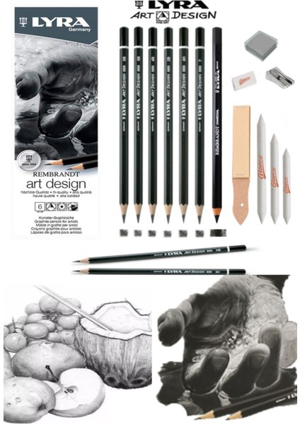 Lyra Art Design Dereceli Karakalem Eskiz Profesyonel Çizim Seti