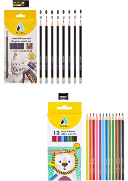 Renkli Desen Rulo Bez Kalemlik 24 Bölmeli + Kalem Kutusu Dereceli ve Boya Kalem Seti modelleri