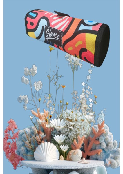 Renkli Desen Rulo Bez Kalemlik 24 Bölmeli + Kalem Kutusu Dereceli ve Boya Kalem Seti