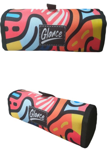 Renkli Desen Rulo Bez Kalemlik 24 Bölmeli + Kalem Kutusu Dereceli ve Boya Kalem Seti