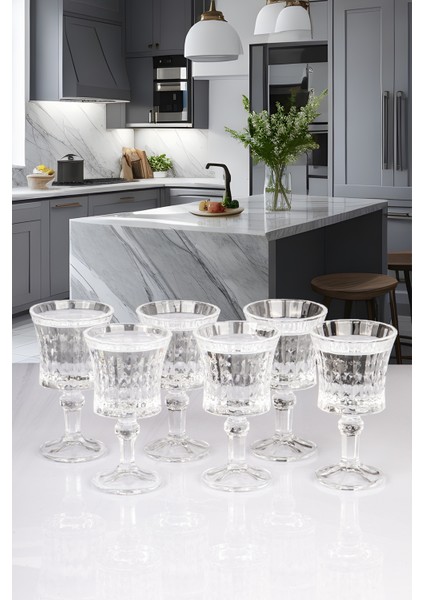 6 Kişilik Ayaklı Kristal Kesme Cam Kahve Yanı Seti