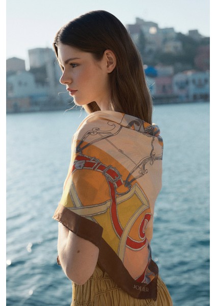 Desenli Modal Eşarp Hamhara Kahve