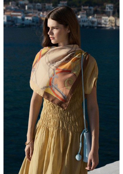 Desenli Modal Eşarp Hamhara Kahve fiyatları