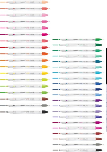 4 Bölümlü Renkli Desen Kalem Çantası Monami Live Color Su Bazlı 36`lı Marker Water Based Twin Set modelleri