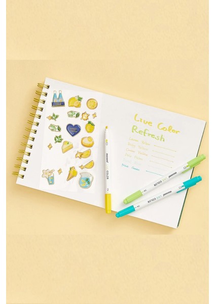 4 Bölümlü Renkli Desen Kalem Çantası Monami Live Color Su Bazlı 36`lı Marker Water Based Twin Set fırsatları