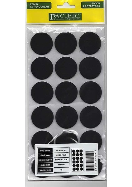 Bfs Pacific 6135 Bl Yapışkanlı Keçe 35 mm Siyah