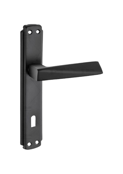 Piramit Kol Aynalı Siyah Oda Kapı Kolu