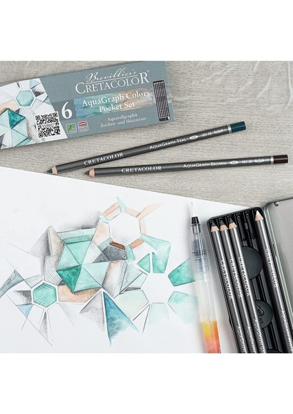 Alex Schoeller A5 300 gr Cretacolor 6'lı Aquarell Sulandırılabilir Dereceli Rulo Kalemlik Eskiz Seti fiyatları