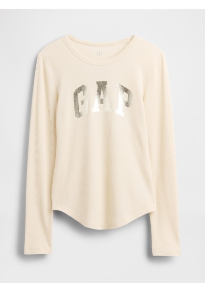 Kadın Krem Gap Logo Waffle-Knit T-Shirt fiyatları