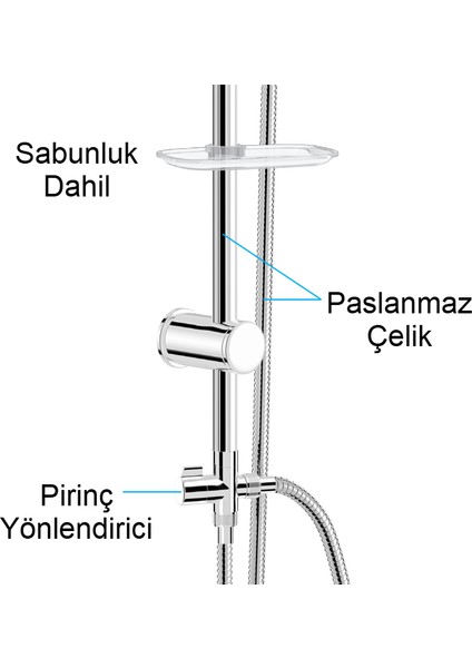 | Dushlux Duş Seti Fonksiyonlu, Krom, Yağmurlama Tepe Duşlu fiyatları