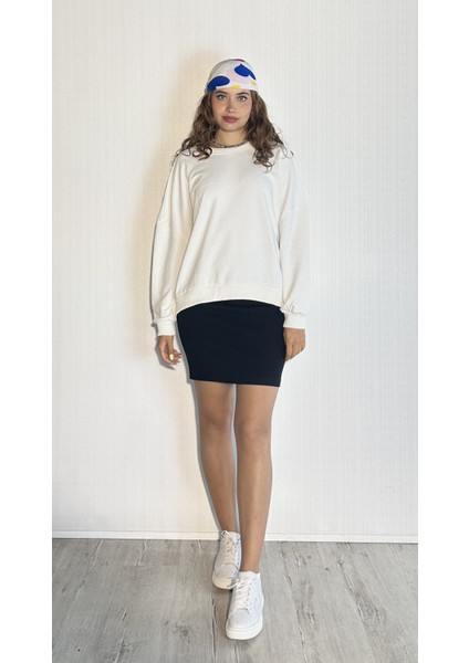 Kadın Bisiklet Yaka Üç Iplikli Uzun Kollu Oversize Basic Sweatshirt indirimleri