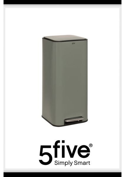 Delta 30 L Kare Pedallı Çöp Kovası Yeşil | Yavaş Kapanma, Kolay Temizlik Çıkarılabilir Yıkanabilir İç Sepet