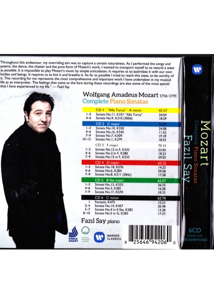 Mozart, Fazıl Say – Complete Piano Sonatas Dikaat CD fiyatları
