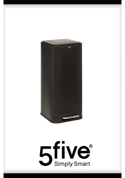 Delta 30 L Kare Pedallı Çöp Kovası Siyah | Yavaş Kapanma, Dayanıklı Metal Gövde ,Kolay Temizlik Çıkarılabilir Yıkanabilir İç Sepet