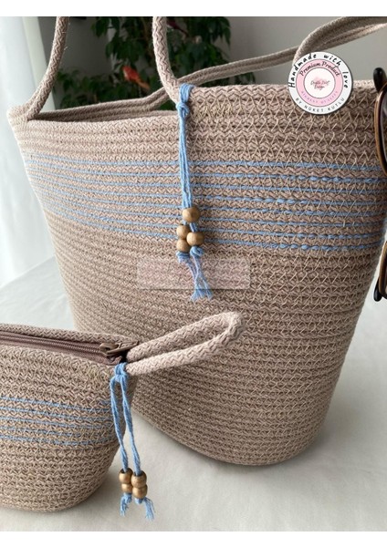 Bailey 2li Takım Plaj Çantası , El Çantası Clutch, Totebag, Kadın Çanta, Yazlık, Hediyelik, hasır Jüt Tress modelleri