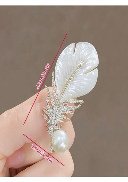 Taşlı ve Incili Şık Tüy Broş fiyatları