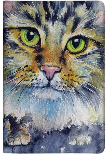 Sulu Boya Kedi Desenli Deri Pet Evcil Hayvan Kedi Köpek Pasaport Sağlık Karnesi Kabı Kılıfı