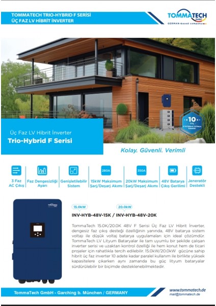Trio Hibrit F Serisi 20KW Lv Hibrit Inverter fiyatları