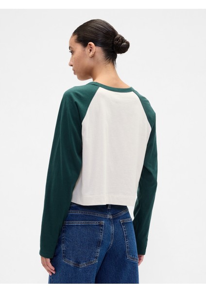 Kadın Yeşil Relaxed Crop Gap Logo T-Shirt fırsatları