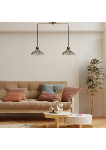 Ikili Vishi Cam Bal Rengi Metal Çubuk Avize Ince Eskitme Başlık Retro Sarkıt Lamba Salon Aydınlatma fiyatları