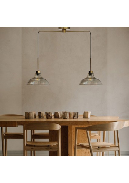 Ikili Vishi Cam Bal Rengi Metal Çubuk Avize Ince Eskitme Başlık Retro Sarkıt Lamba Salon Aydınlatma modelleri