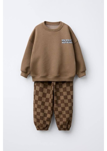 Erkek Çocuk Baskılı 3 Iplik Kumaş Pamuklu Altüst Takım