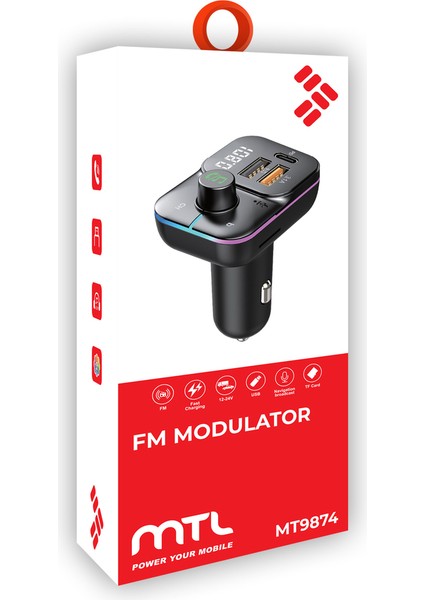 55W Pd ve Qc Destekli Type-C Çıkışlı Bluetooth Fm Modülatör, Hızlı Araç Şarj Cihazı