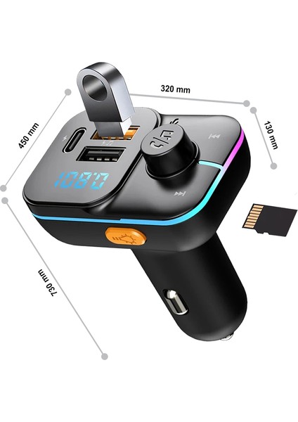 55W Pd ve Qc Destekli Type-C Çıkışlı Bluetooth Fm Modülatör, Hızlı Araç Şarj Cihazı fiyatları