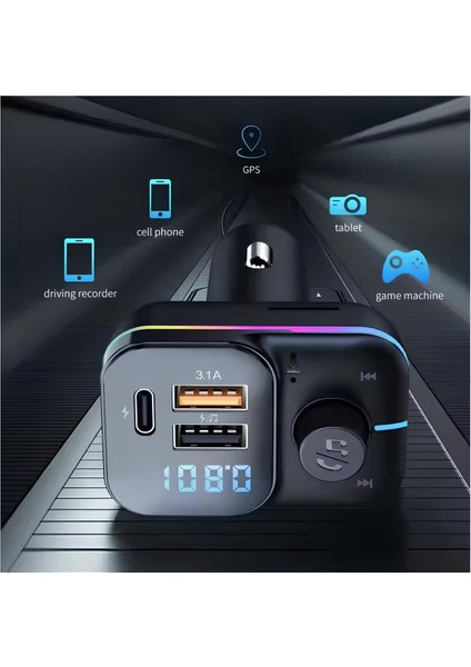 55W Pd ve Qc Destekli Type-C Çıkışlı Bluetooth Fm Modülatör, Hızlı Araç Şarj Cihazı