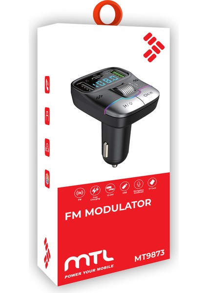 55W Pd ve Qc Destekli Type-C Çıkışlı Bluetooth Fm Modülatör ve Çoklu Araç Şarj Cihazı