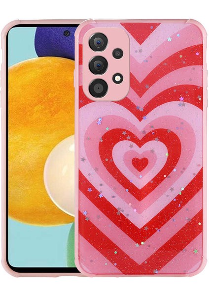 Galaxy A53 5g Kılıf Simli Desenli Kamera Korumalı Parlak Inc Popy Kapak-Kalp
